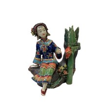 Chinese Oriental Porcelain Qing Style Dressing Banana Tree Lady Figure ws3072 picture