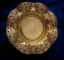 Quist Rose Embossed Silver Plate Dish with Pierced Rim Silverplate picture