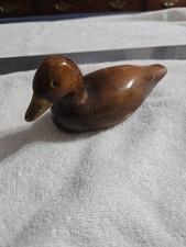 ​Vintage Hand Carved Wooden Duck Decoy Solid Wood Figurine Rustic Htf Granny  picture