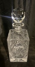 Bohemia Vintage Pinwheel Cut Crystal Square Liquor Decanter with Stopper picture