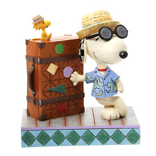 ✿ New JIM SHORE PEANUTS Figurine SNOOPY WOODSTOCK VACATION Suitcase Travel Vaca picture