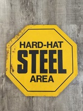 Vintage HARD HAT STEEL AREA Octagon  Sign Steel Peppermint Schnapps 20