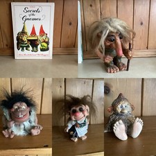 Gnomes GNOMES Trolls Vintage Collection of 4 Figures & Secrets Of Gnomes Book picture