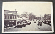 Vintage Stoughton Square Stoughton MASS Photo Postcard Automobiles picture