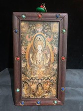 Excellent Hand Made Tibetan Wood-Framed Thangka,Four-Armed Avalokiteshvara ！！！ picture