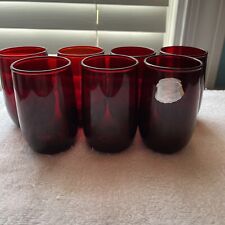 8 Vintage Anchor Hocking Royal Ruby Red Glass Juice Tumblers 3 1/4