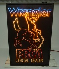 Vtg. 1992 Wrangler Jeans PRCA Pro Rodeo Cowboys Ass. Fiber Optic Light-up Sign picture