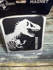 NEW Universal Studios Jurassic Park Black • White T-Rex Skeleton Die-Cut Magnet picture