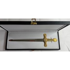 Anframa Excalibur Letter Opener 24K Gold Damascene Toledo Spain Miniature Sword picture