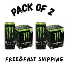 (2 PACK) Monster Energy, Original Green, Energy Drink, 12 fl oz, 4 Pack EACH picture
