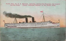 Postcard Ship Pacific Nav Co SS Harvard San Francisco Los Angeles San Diego CA  picture