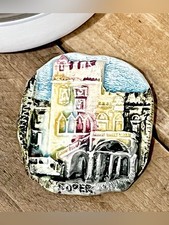 Vintage Handmade Slovenia Koper Clay Plaque Art Gallery L. Gaberg picture