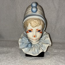 Vintage Cybis 1976 Funny Face Boy Clown Head Bisque Porcelain Bust Wooden Base picture