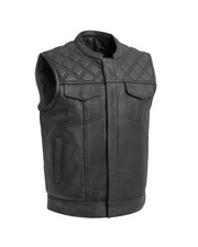 First Mfg Co - Downside - Men's Leather Motorcycle Vest XX-Large Black picture