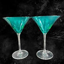 Wedgwood Vera Wang Classic Teal Green Martini Glass Drinking Glasses Set 2 Glass picture