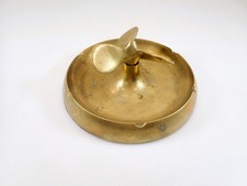 Vintage Solid Brass Nautical 3 Blade Boat Propeller Ashtray Heavy 3lb Spinning picture