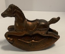 Vintage Copper Rocking Horse Bank. Missing Rubber Stopper picture