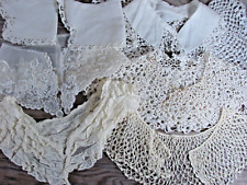 Lace tatted crochet Victorian LOT 6 collars 1 cuffs cream ecru white Antique VTG picture
