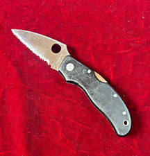 Vintage 90's Spyderco Calypso Jr C52 BMS Black Micarta Serrated AUS-8 Japan #2 picture