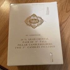 New In Box Shannon Crystal By Godinger 5” Pillar Candle Holder picture