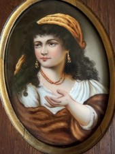 Antique KPM  Or KPM Style Painted Porcelain Plaque Of Beggar Woman Gypsy picture