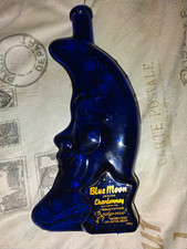 Dark Cobalt Blue Bottle / Decanter Man in Moon with Star original sticker picture