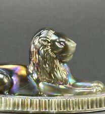 VTG Vogelsong Sea Storm Green Slag Glass Oscar the Lion Summit Art Paperweight picture