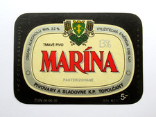 Vintage Marina Dark Beer Label Topolcany Czechoslovakia Slovak Breweriana Rare picture