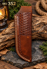 handmade engraved leather sheath for hunting fixed blade knife sheath 352 picture