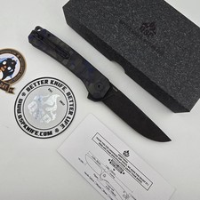 QSP Osprey Folding Knife Drop Point 14C28N Blue Carbon Fiber G10 QS139-G2 picture