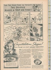 Post Bran Flakes cereal Skipper Mickey Mouse bowl Postum 1935 magazine print ad  picture