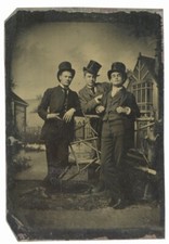 Wealthy Confident Capitalist Gentlemen 1870 Dapper Top Hats Tintype Businessmen picture