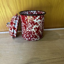 Vtg CGS International Enamel Canister Fine Enamelware Dishwasher Safe With Lid picture