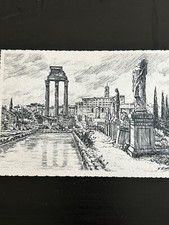 Italian Postcard Of The Roman Forum By E.V.R. - Black & White Vintage picture