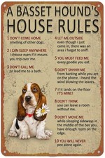Basset Hound House Rules Vintage Tin Metal Signs Home Décor 8x12Inch Living Room picture