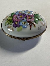 Vintage Chamart Limoges France Peint Main Hand Painted Floral Porcelain Trinket picture