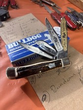ViINTAGE BULLDOG BRAND 20TH ANNIVERSARY 5 BLADE  STAG TRAPPER POCKET KNIFE, RARE picture