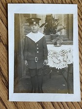 RPPC Gelatin Print Boy Portrait Antique 1900s Postcard Unposted Formal Attire picture