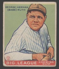 Photo:Babe Ruth 1933 Goudey Big League Chewing Gum Baseball Card Boston picture