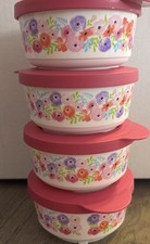 New 4 Piece Tupperware Floral Stacking Bowls picture