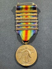 WW1 WWI Military US Army Allied Victory Medal w/ 6 Service Bars Awards picture