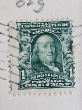 Ben Franklin One Cent Stamp Flag Cancel Mark Made In Germany Washington's HQ picture