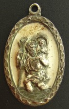 Vintage Saint Christopher Medal Sterling Large 10 Grams Silver Patron of Travel picture