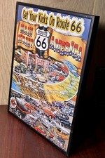 Vintage Americana Route 66 Framed Poster A&W ROOT BEER Road Memorabilia 14 X 11 picture