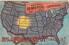 Vintage Postcard National Democratic Convention July 1908 Denver CO  Map Of USA picture