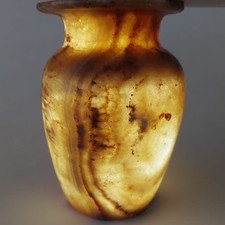 Vintage Egyptian Museum Replica Hand-Carved Alabaster Marble Stone Bud Vase~NA03 picture