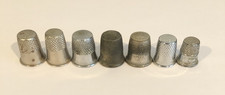 Vintage Lot of 7 Thimbles Silver Tone Metal B3 picture