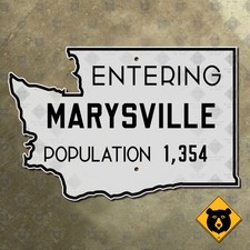 Entering Marysville Washington city limit highway road sign state outline 21x14 picture