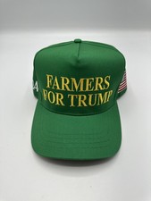 Authentic Rare Cali Fame Make America Great Farmers For Trump Green Trucker Hat picture