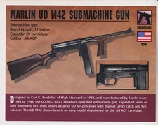 MARLIN UD M42 SUBMACHINE GUN .45 ACP SMG Atlas Classic Firearms PHOTO CARD picture